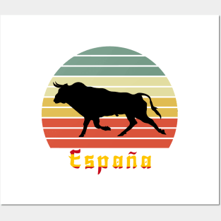 Spanish Flag Bull Spain - Bull Riding Posters and Art